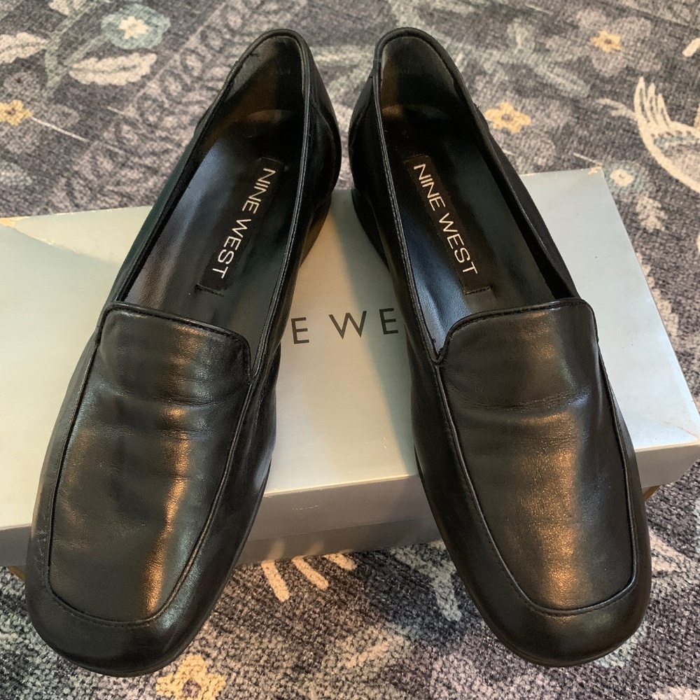 Black Leather Loafers NINE WEST